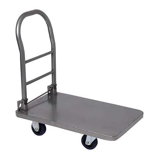 Foldable Platform Trolley with Powder Coating for Heavy Weight/Material Handling Goods Trolly for Home, Office & Warehouse