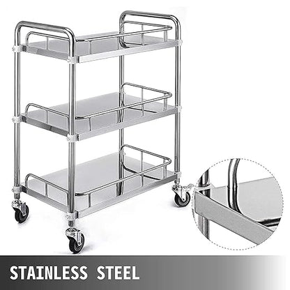 Hospital/Clinic Trolley On Wheels 3 Tier Stainless Steel Beauty Salon Rolling Trolley, Hospital/Dental Clinic Medical Equipment